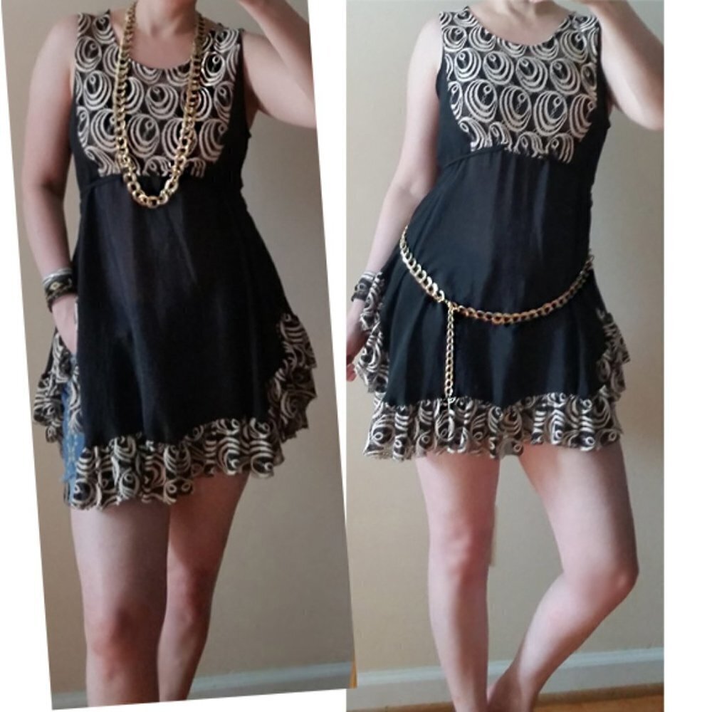 VINTAGE gold tone convertible chunky chain necklace or belt